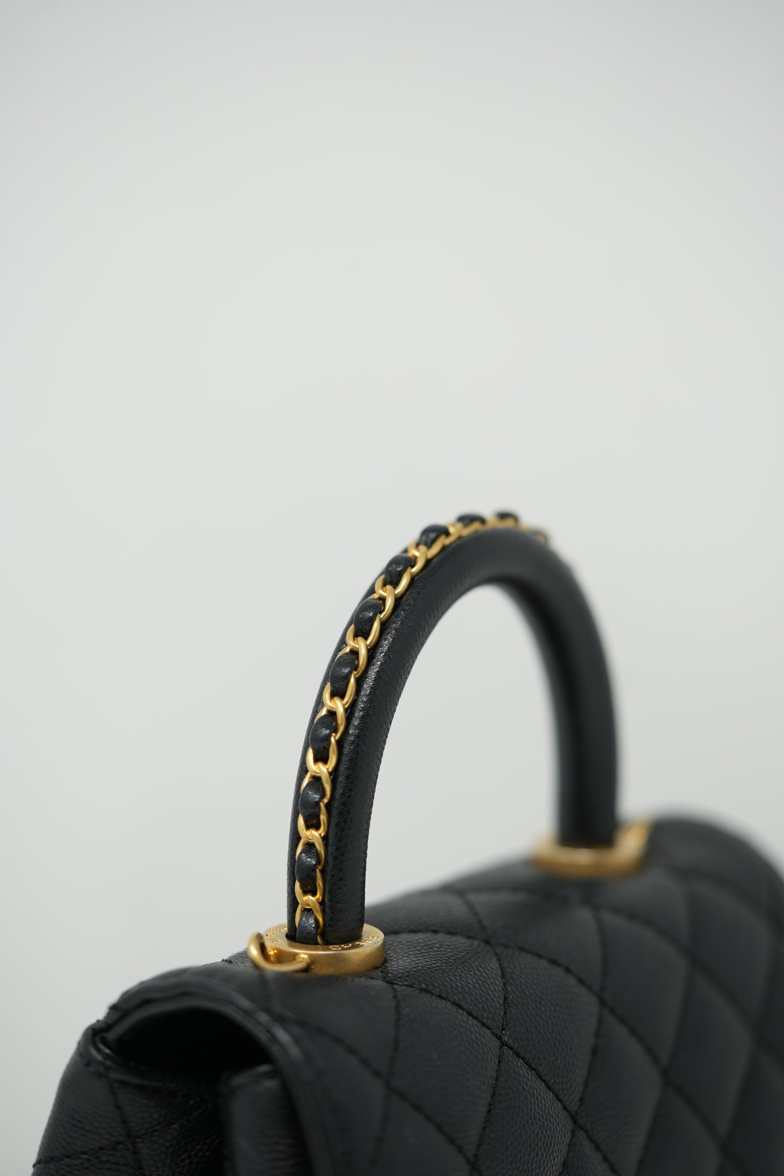 Pre-Owned Chanel Black Caviar Extra Mini Chain Wrapped Coco Handle