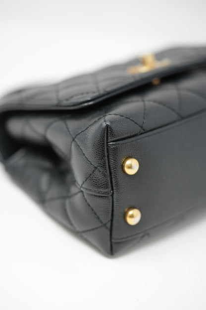 Pre-Owned Chanel Black Caviar Extra Mini Chain Wrapped Coco Handle