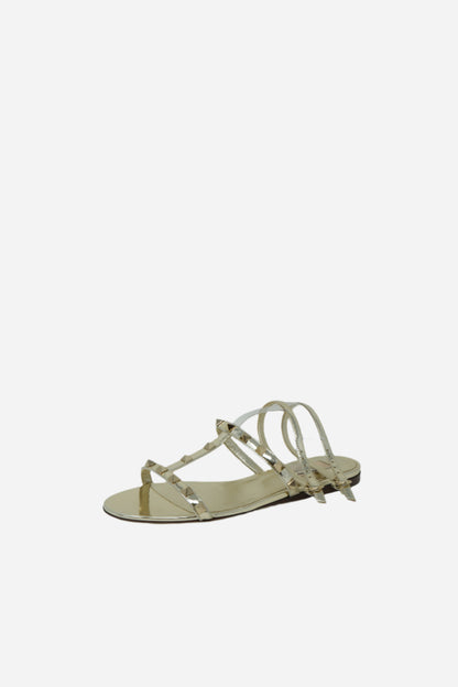 Valentino Gold Rockstud Flat Sandal pvc