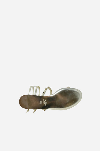 Valentino Gold Rockstud Flat Sandal pvc