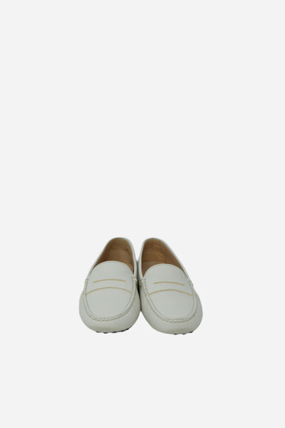 Tod's White Leather Gommini Loafers NW