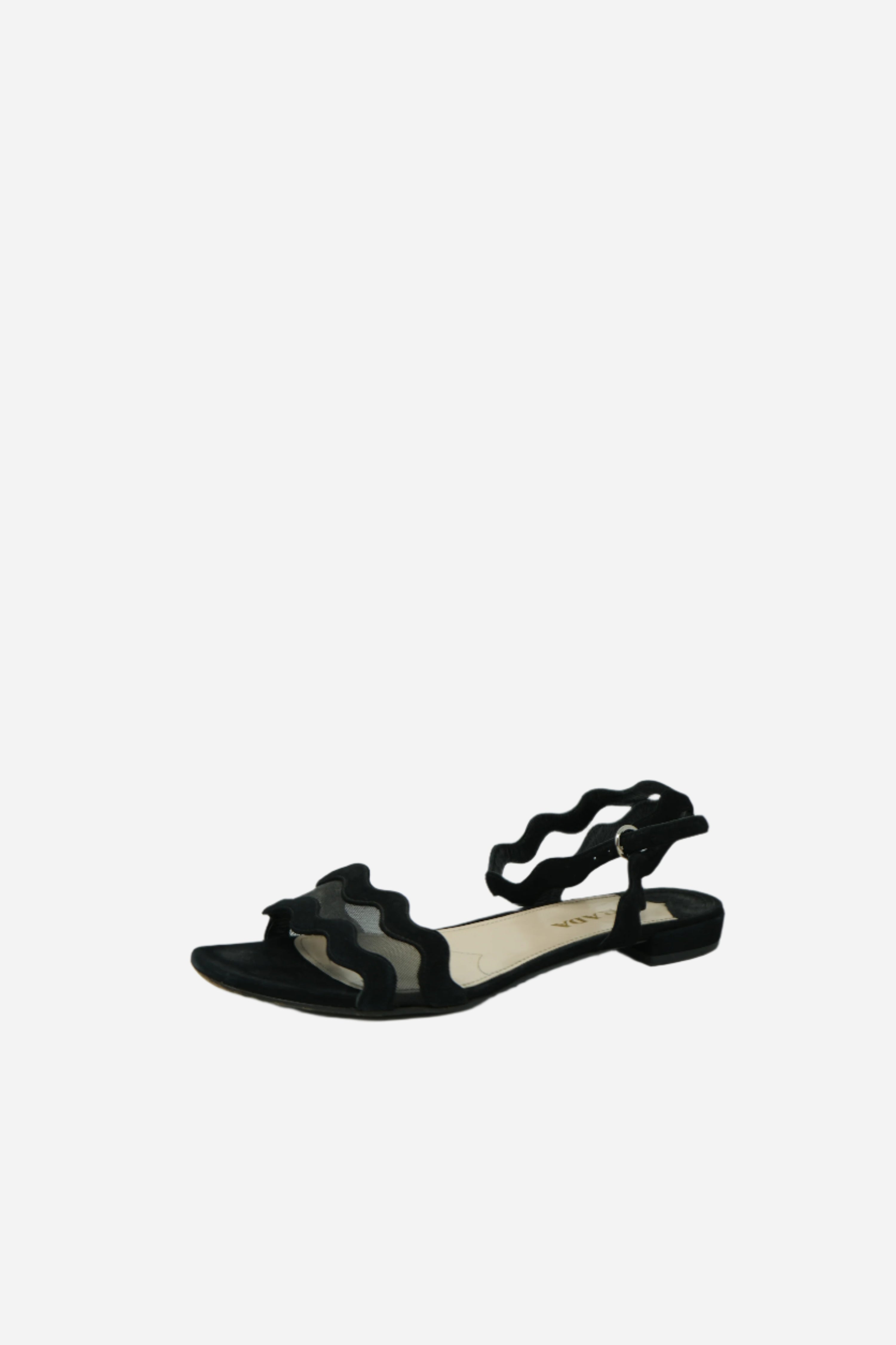 Prada Black Suede And Mesh Sandals