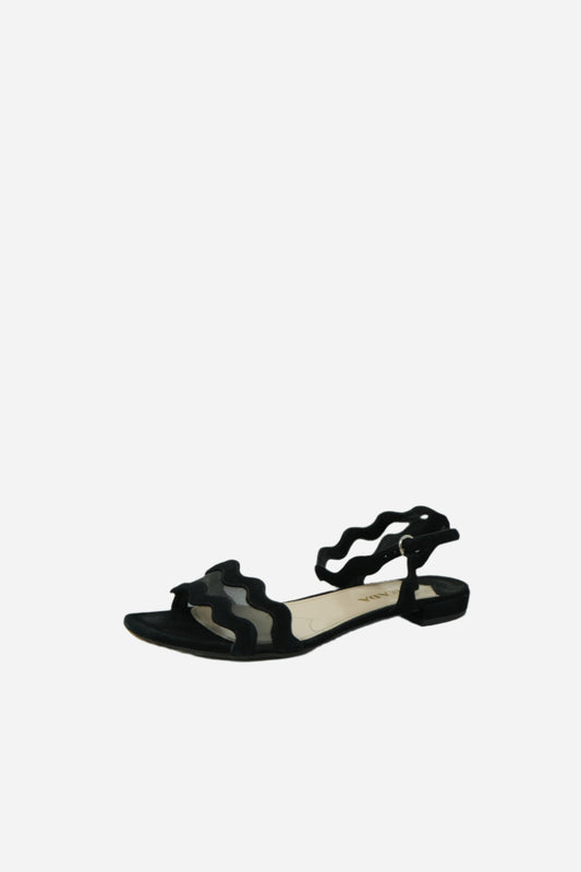 Prada Black Suede And Mesh Sandals