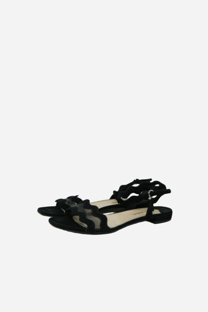 Prada Black Suede And Mesh Sandals