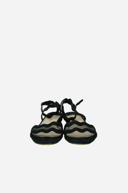 Prada Black Suede And Mesh Sandals