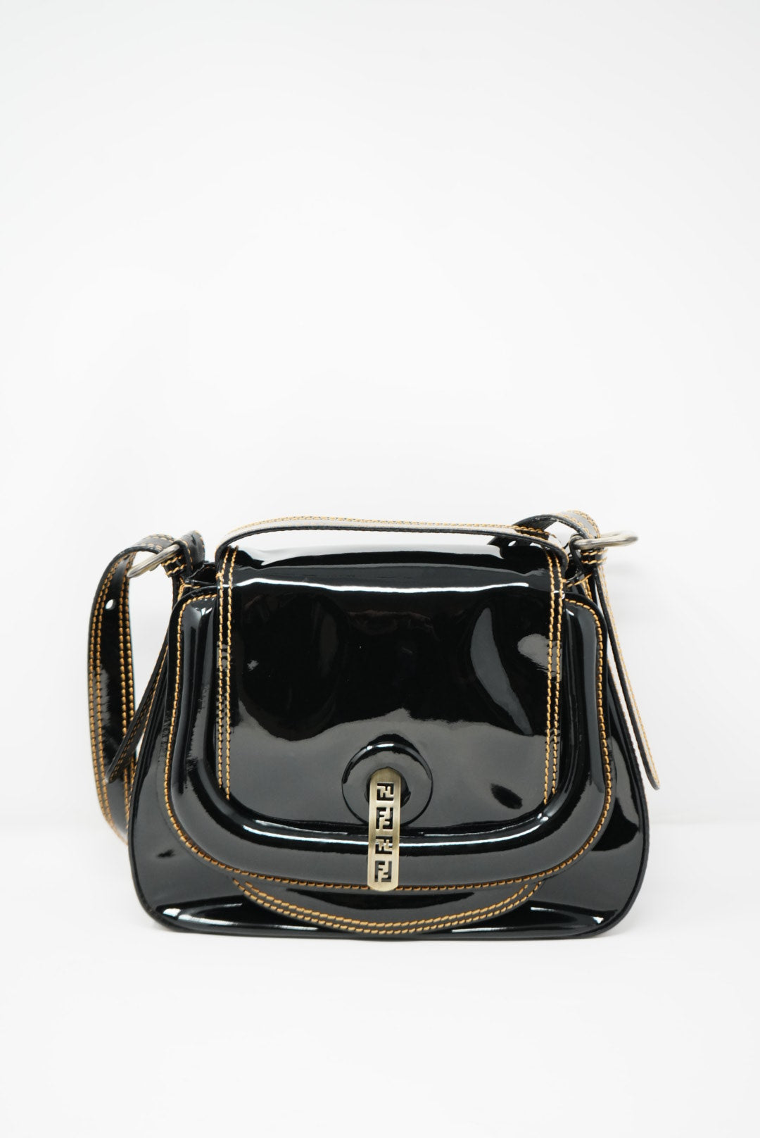 Fendi Patent Wild Stitch Shoulder Bag