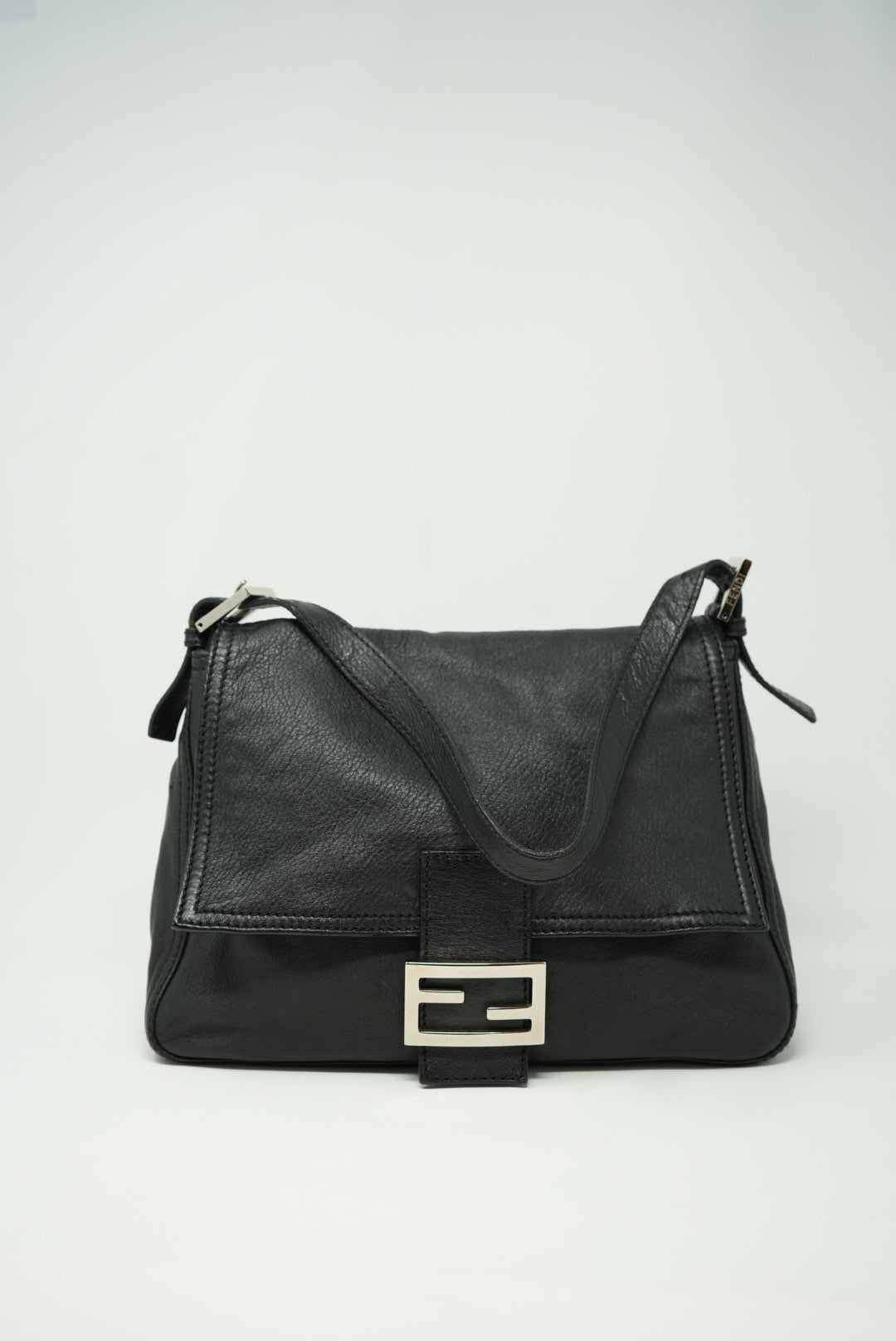 Fendi Large Black Leather Baguette