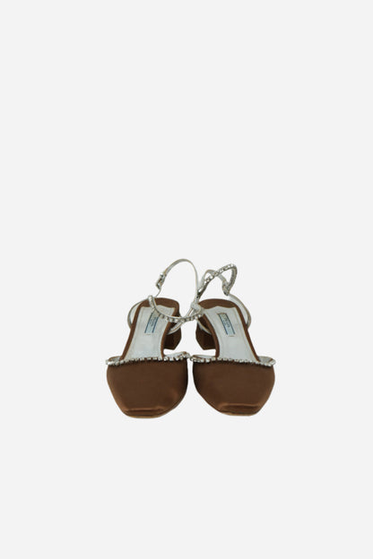 Prada Satin Square Toe Sandals