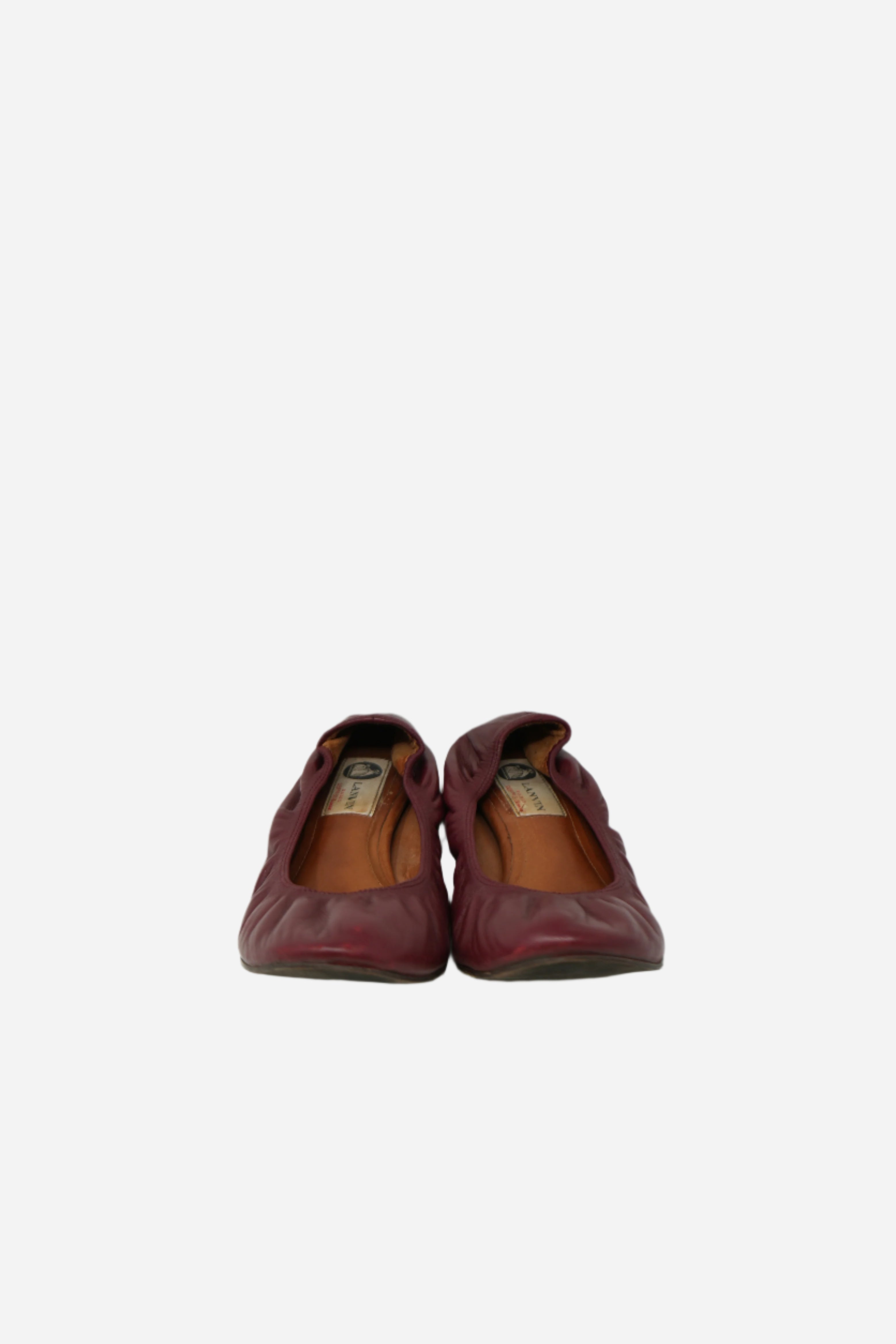 Lanvin Burgundy Leather Ballet Flats