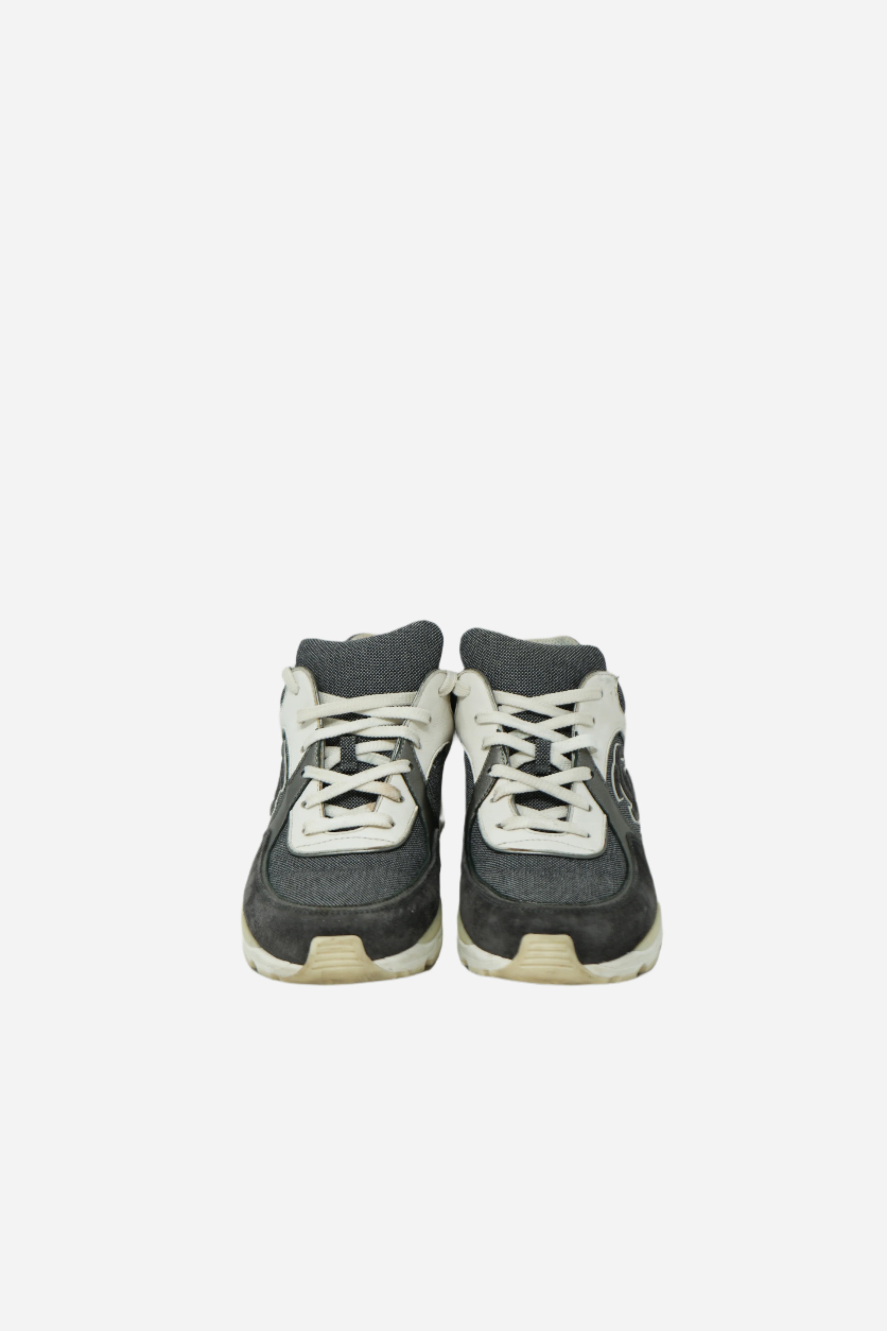 Pre-owned Chanel Mesh Suede CC Logo Sneakers