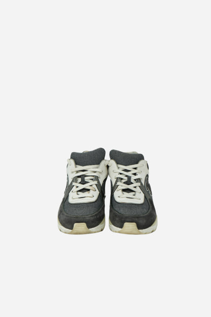 Pre-owned Chanel Mesh Suede CC Logo Sneakers