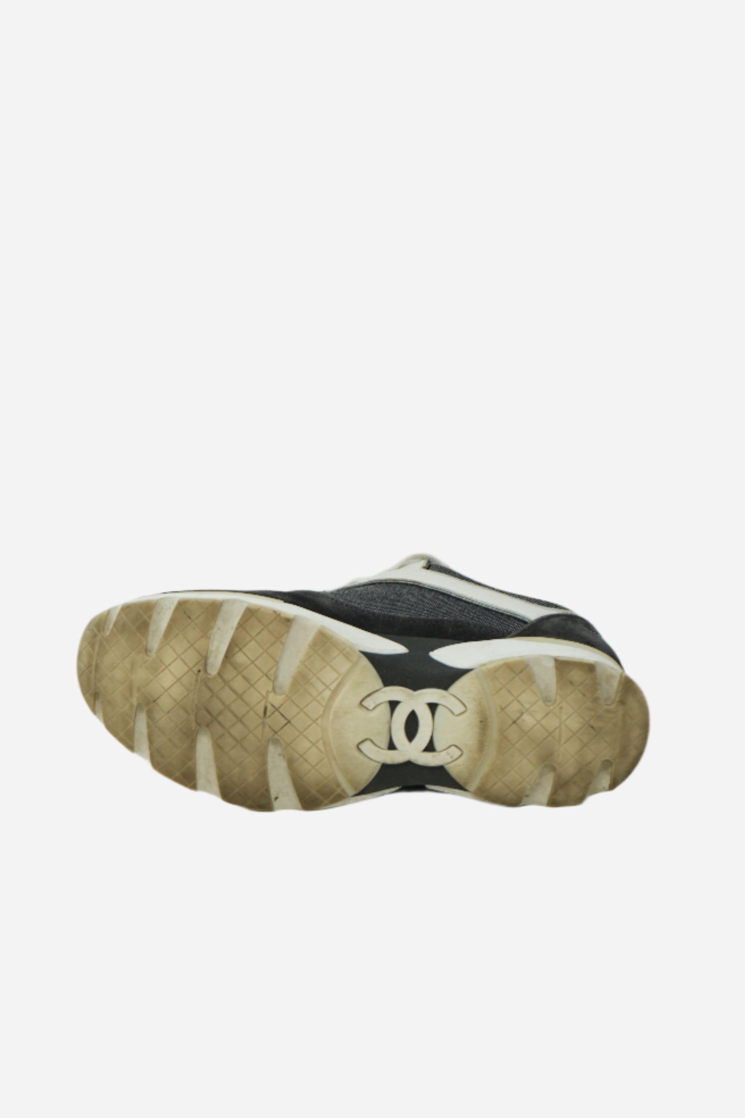 Pre-owned Chanel Mesh Suede CC Logo Sneakers Size 39.5