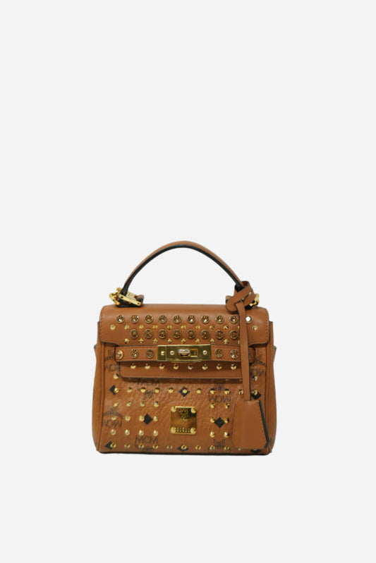 MCM Visetos Studded Mini Handle Bag