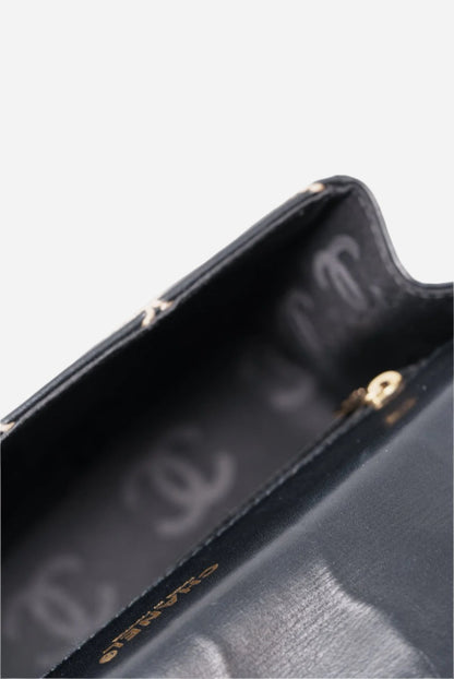 Pre-Owned CHANEL Wild Stitch Shoulder Bag Black 2003-2004