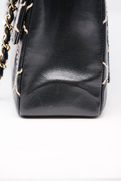 Pre-Owned CHANEL Wild Stitch Shoulder Bag Black 2003-2004
