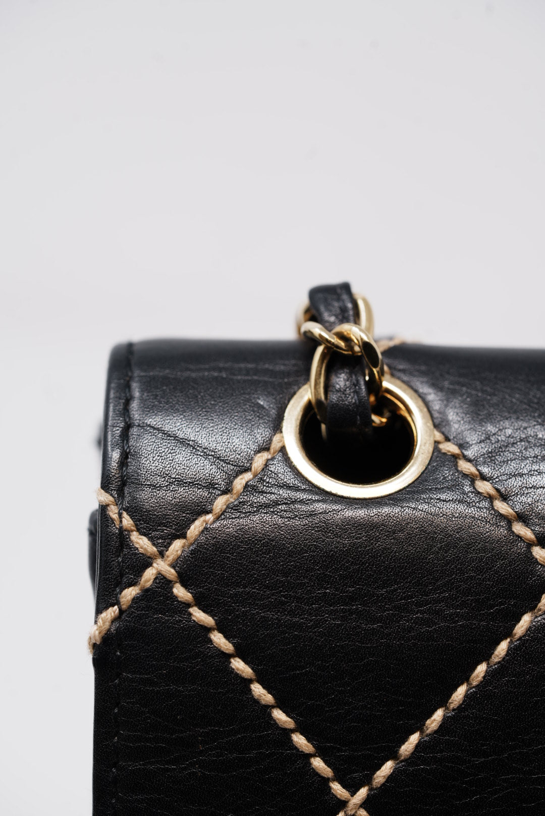 Pre-Owned CHANEL Wild Stitch Shoulder Bag Black 2003-2004