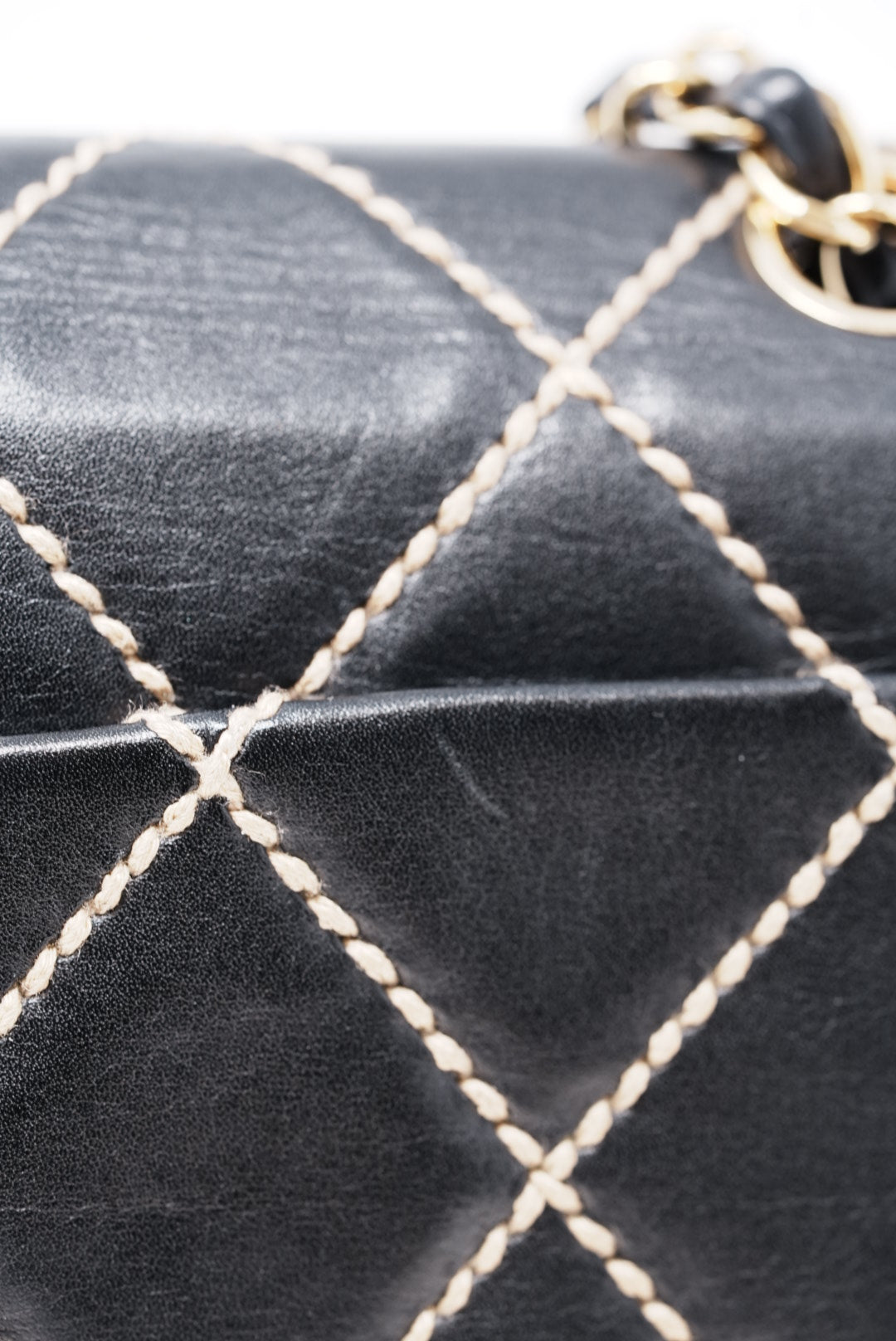 Pre-Owned CHANEL Wild Stitch Shoulder Bag Black 2003-2004