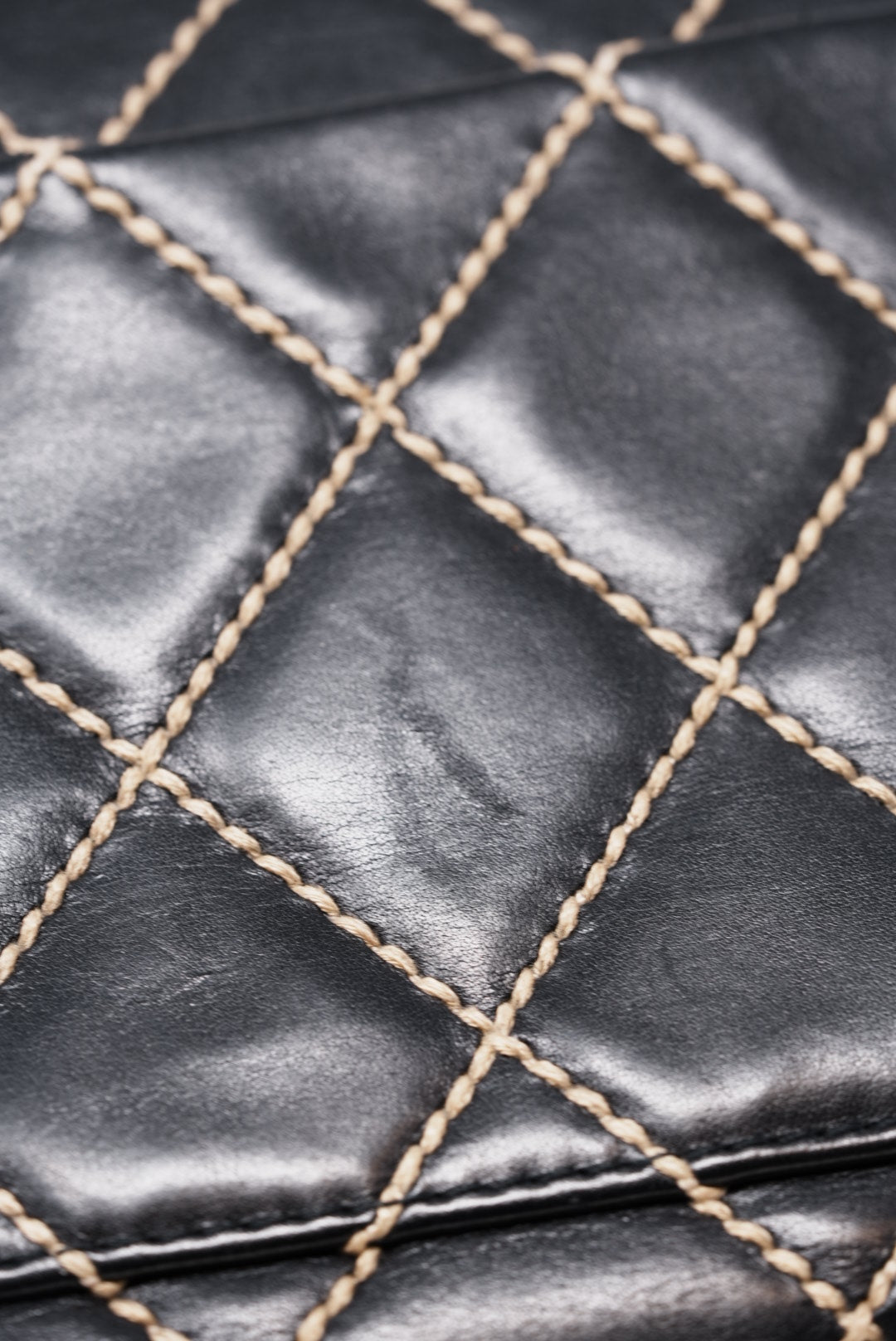 Pre-Owned CHANEL Wild Stitch Shoulder Bag Black 2003-2004