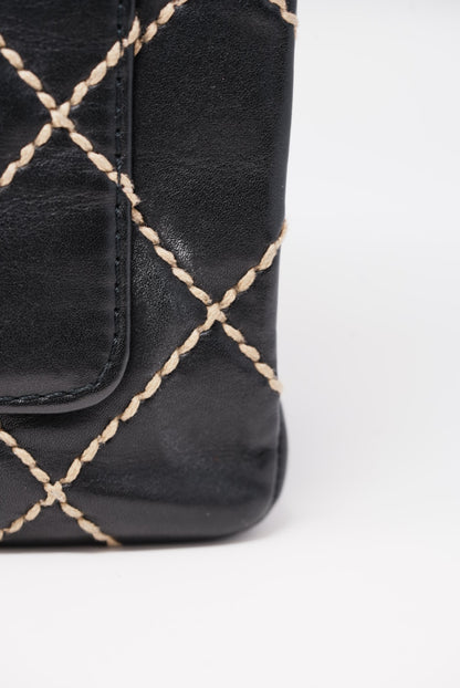 Pre-Owned CHANEL Wild Stitch Shoulder Bag Black 2003-2004