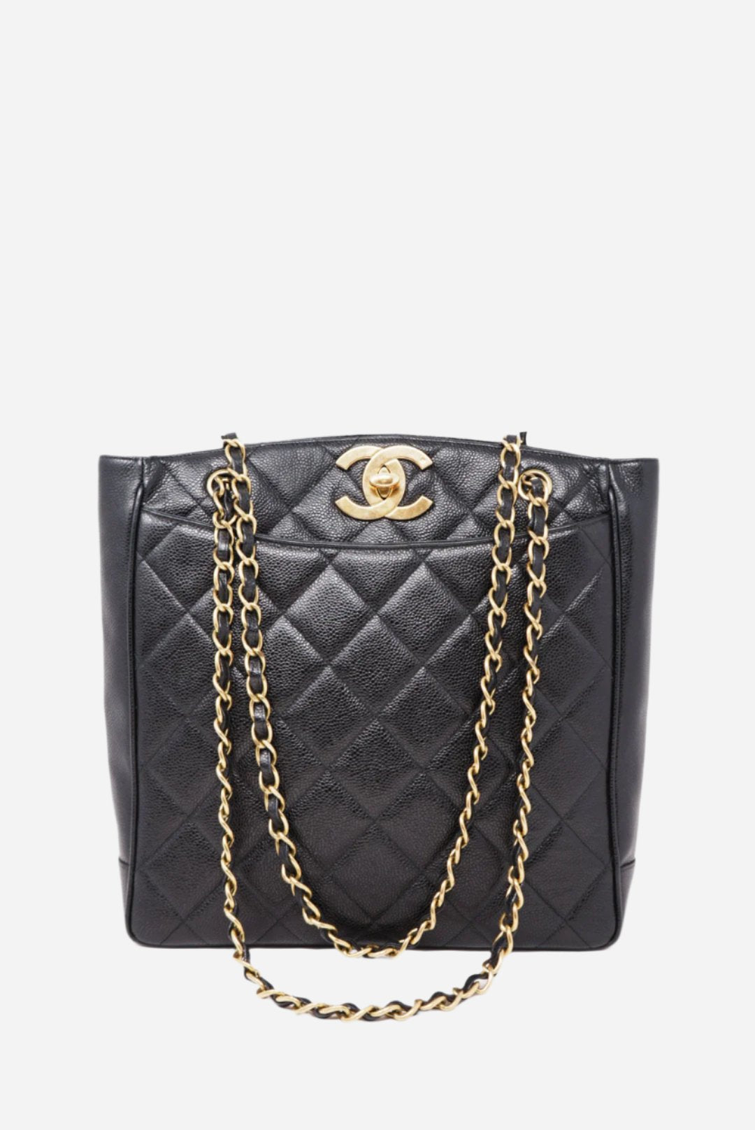 Pre-Owned Chanel Black Quilted Caviar Tote Bag