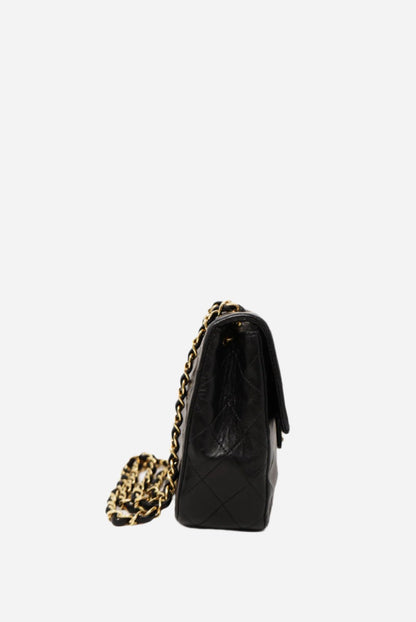 Pre-Owned CHANEL Black Lambskin Mini Square 1991-1994 refurbished