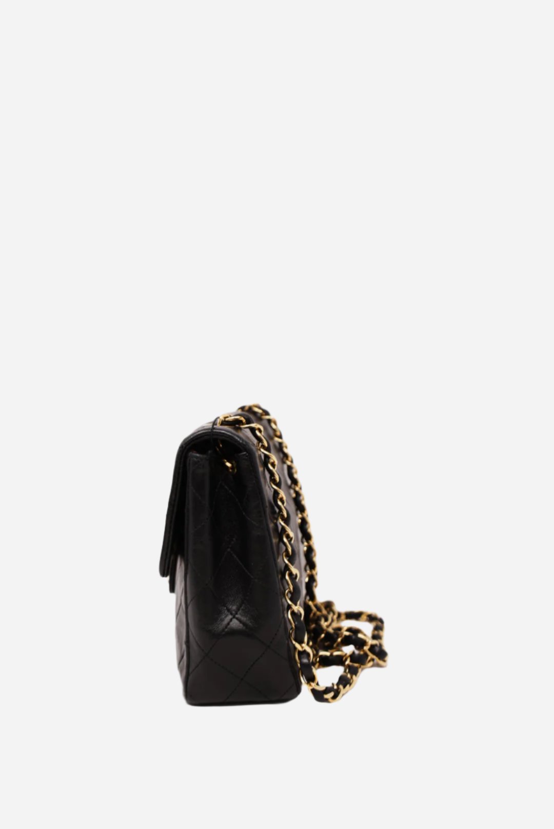 Pre-Owned CHANEL Black Lambskin Mini Square 1991-1994 refurbished