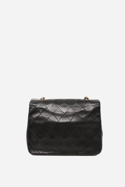 Pre-Owned CHANEL Black Lambskin Mini Square 1991-1994 refurbished