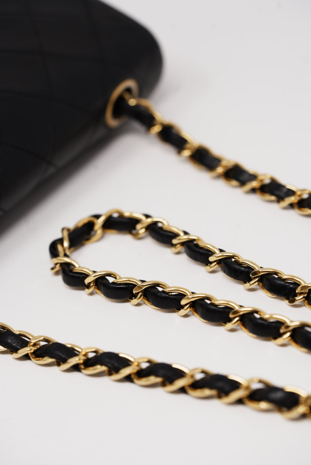 Pre-Owned CHANEL Black Lambskin Mini Square 1991-1994 refurbished