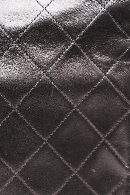Pre-Owned CHANEL Black Lambskin Mini Square 1991-1994 refurbished