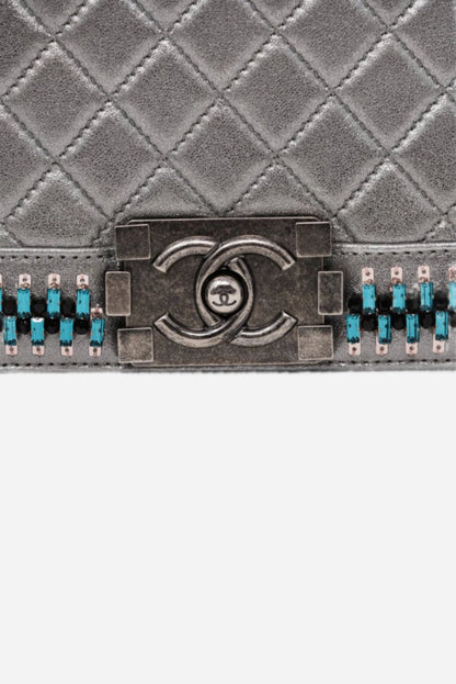 Pre-Owned Chanel Metallic Lambskin Medium Boy Flap 2014-2015