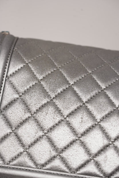 Pre-Owned Chanel Metallic Lambskin Medium Boy Flap 2014-2015