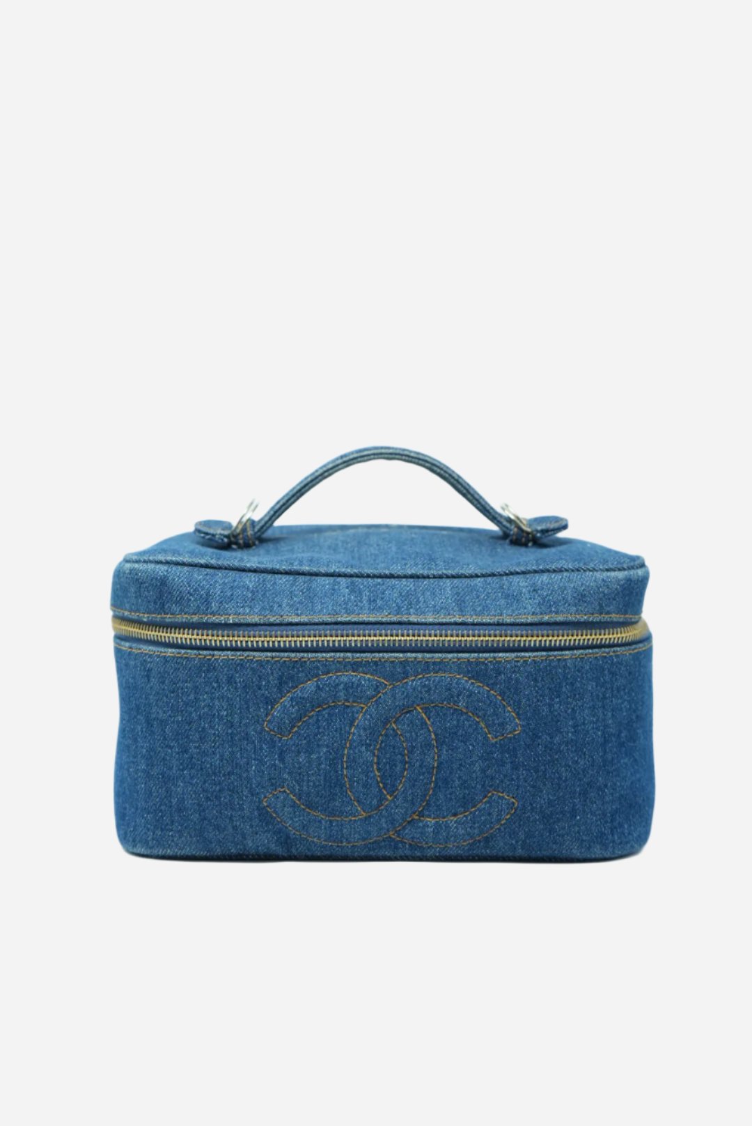 Pre-Owned Chanel Cosmetic Vanity Handbag Indigo Denim