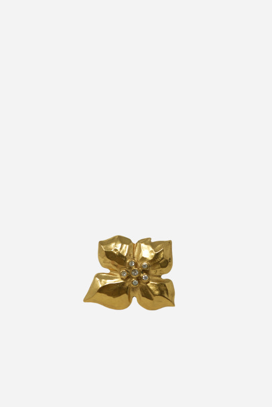 YSL Rhinestone Leaf Brooch