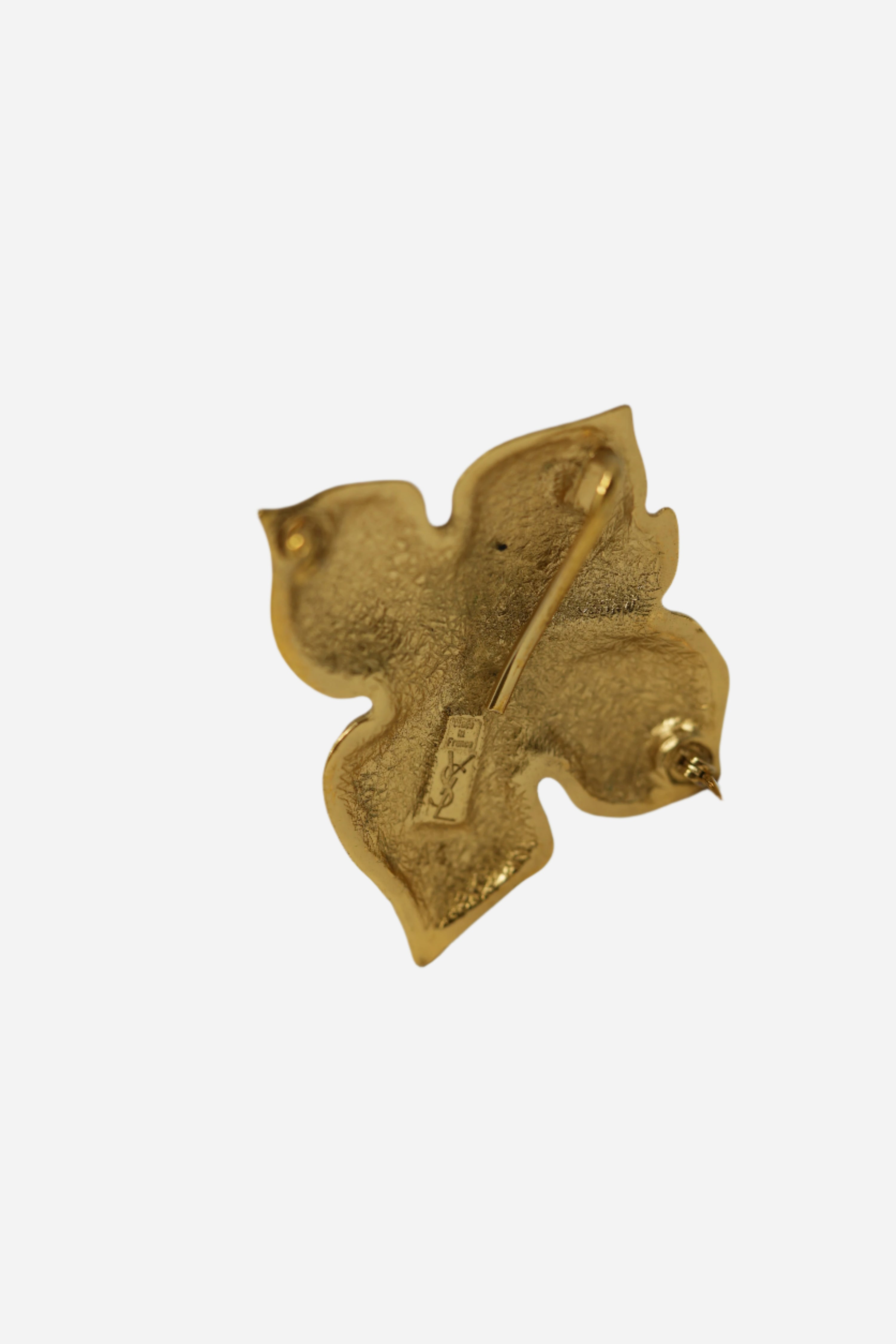 YSL Rhinestone Leaf Brooch