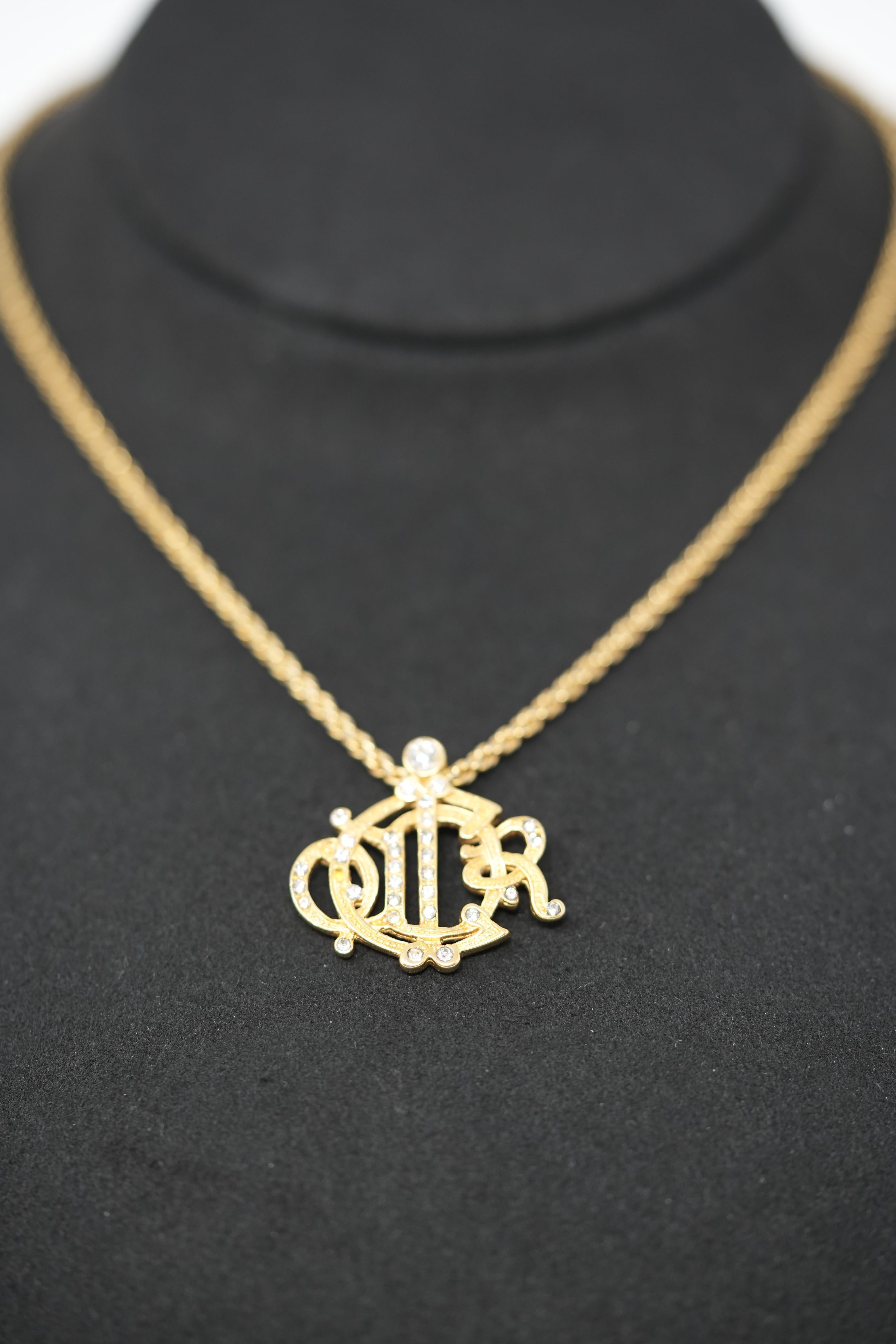 Dior Vintage Rhinestone Pumpkin Carriage Necklace