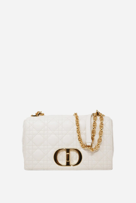Dior White Medium Caro Bag 2021