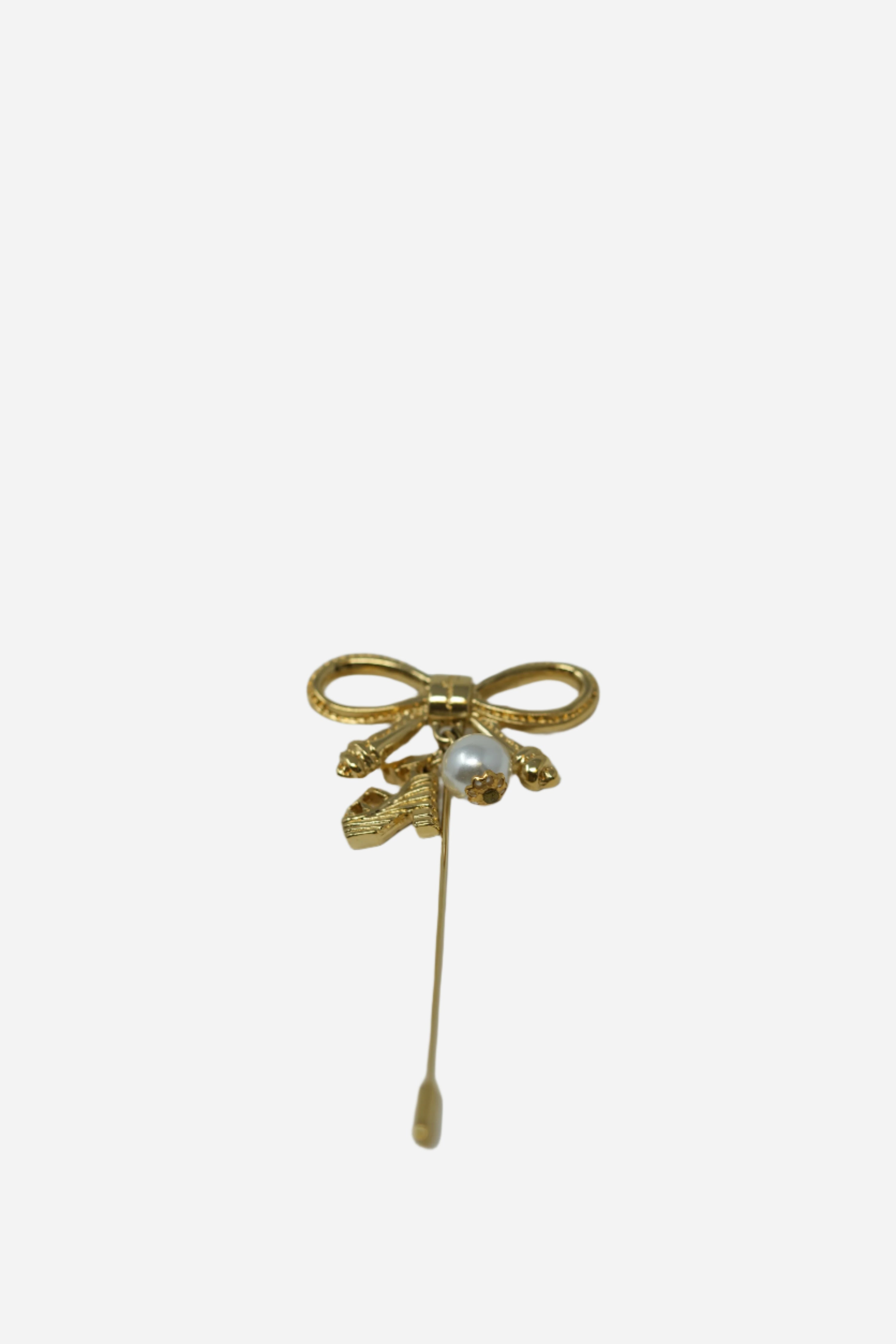 Ferragamo Bowtie Pearl Brooch