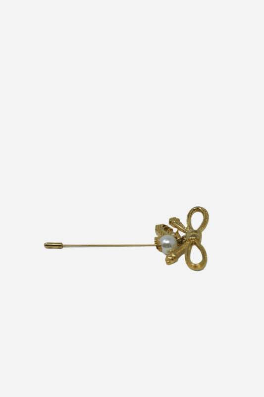 Ferragamo Bowtie Pearl Brooch