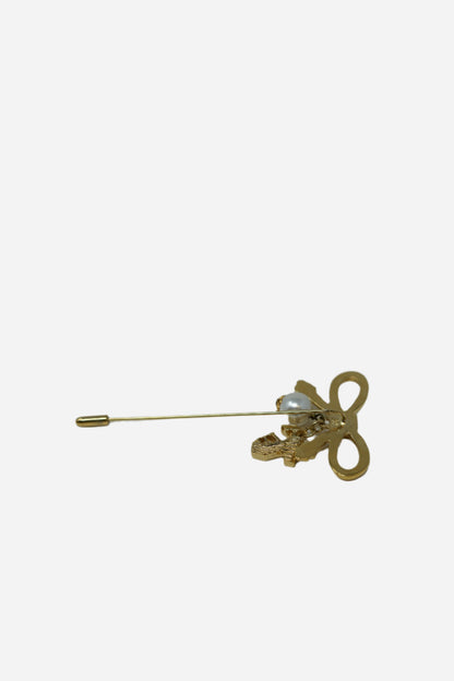 Ferragamo Bowtie Pearl Brooch