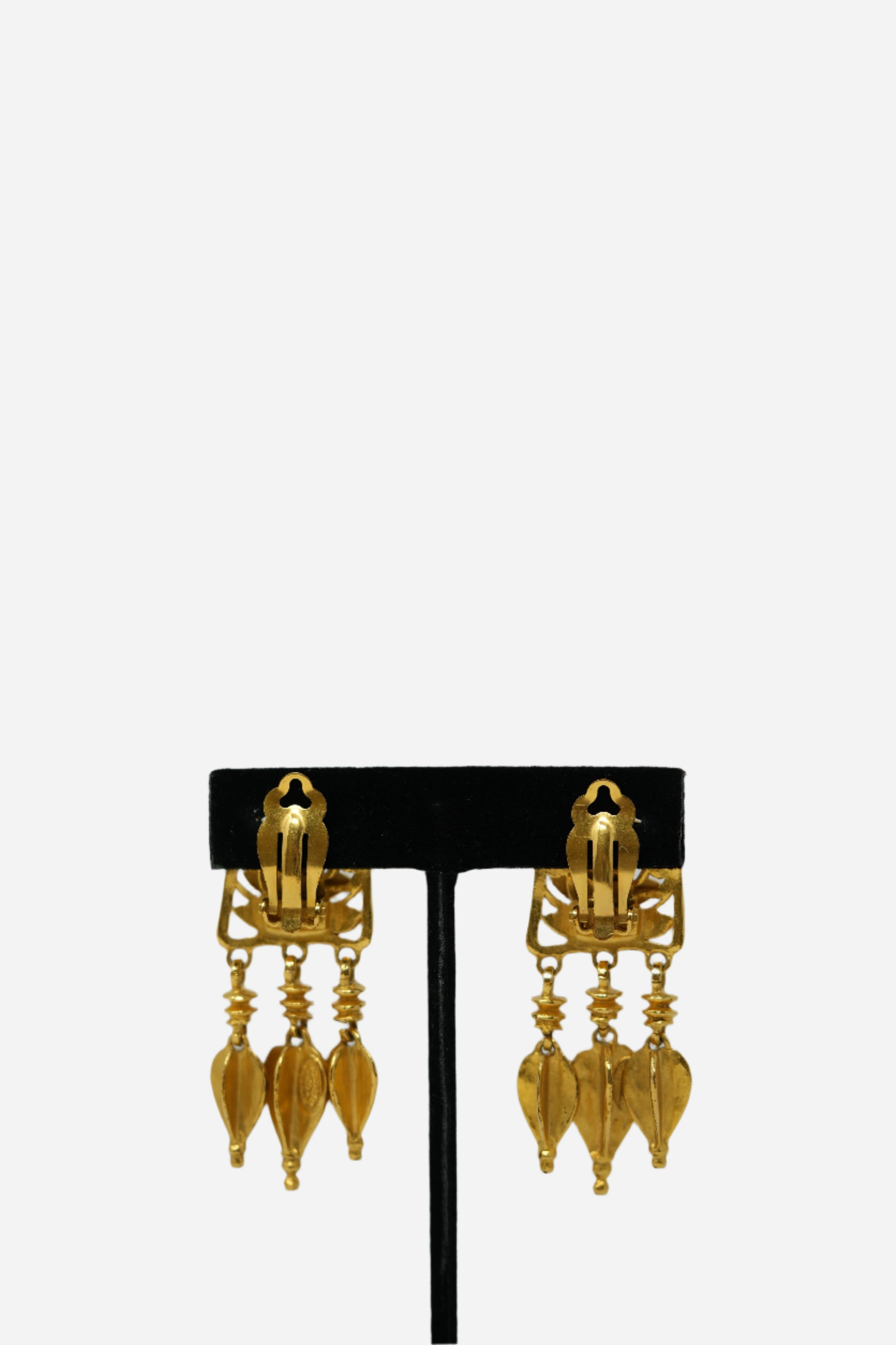 Pre-owned Chanel 1995 Dangle Hoop CC Earrings