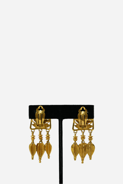 Pre-owned Chanel 1995 Dangle Hoop CC Earrings