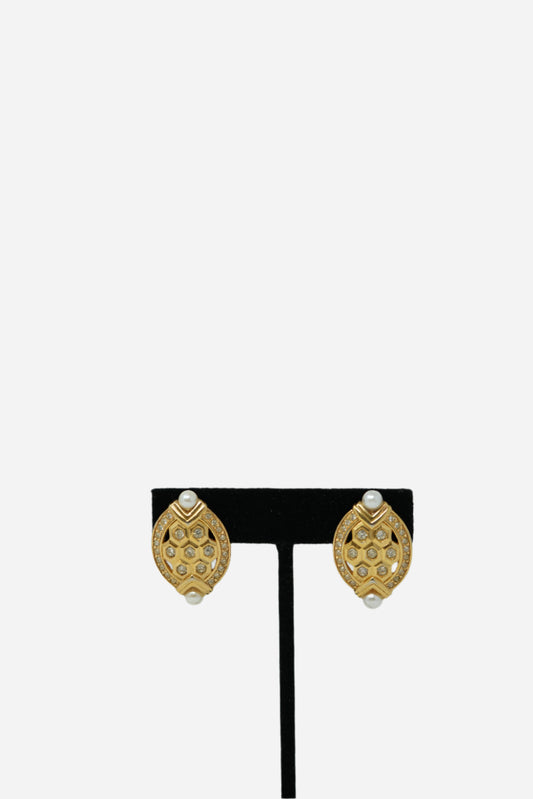 Dior Faux Pearl Earrings Clip-on
