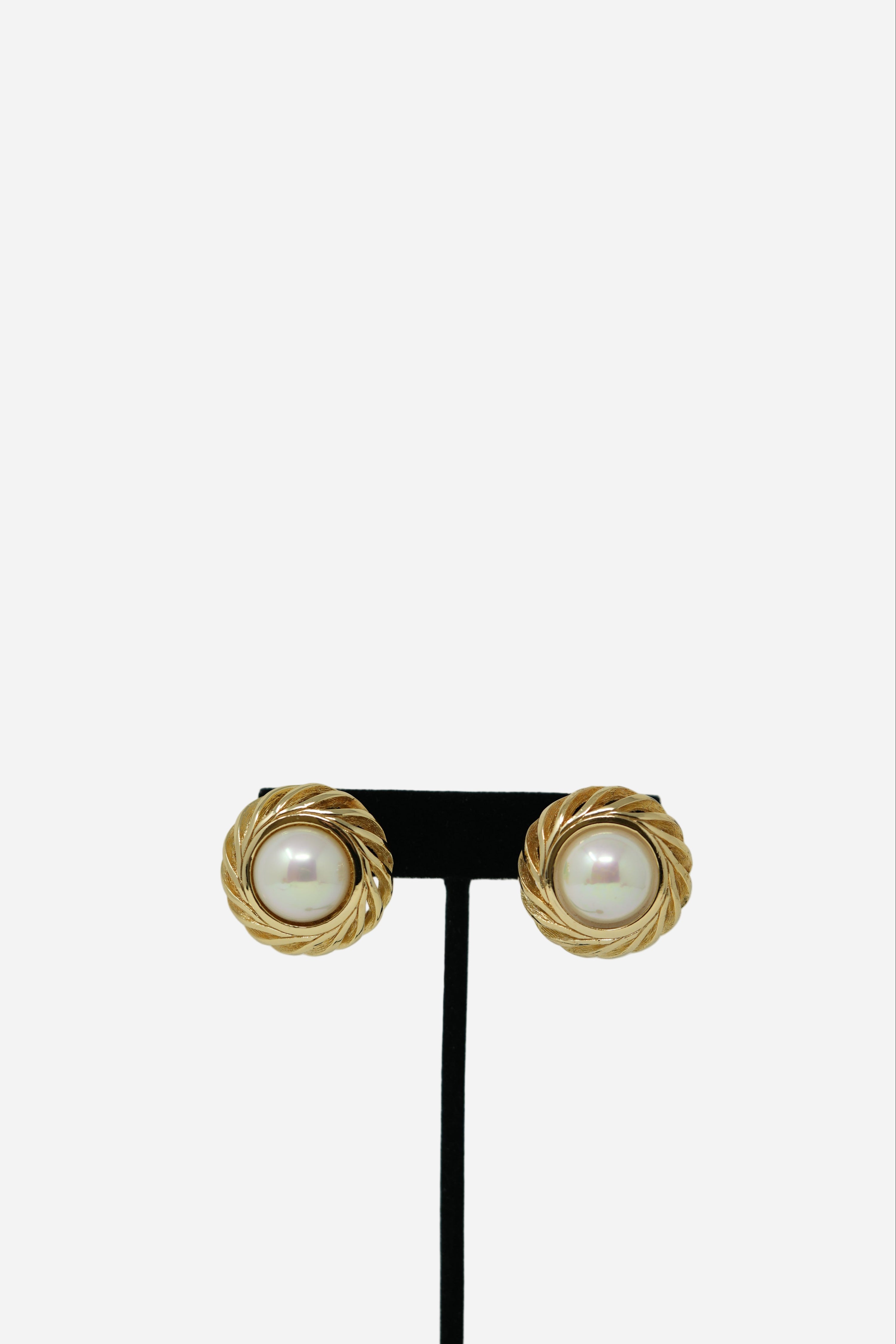 Dior Faux Pearl Button Earrings