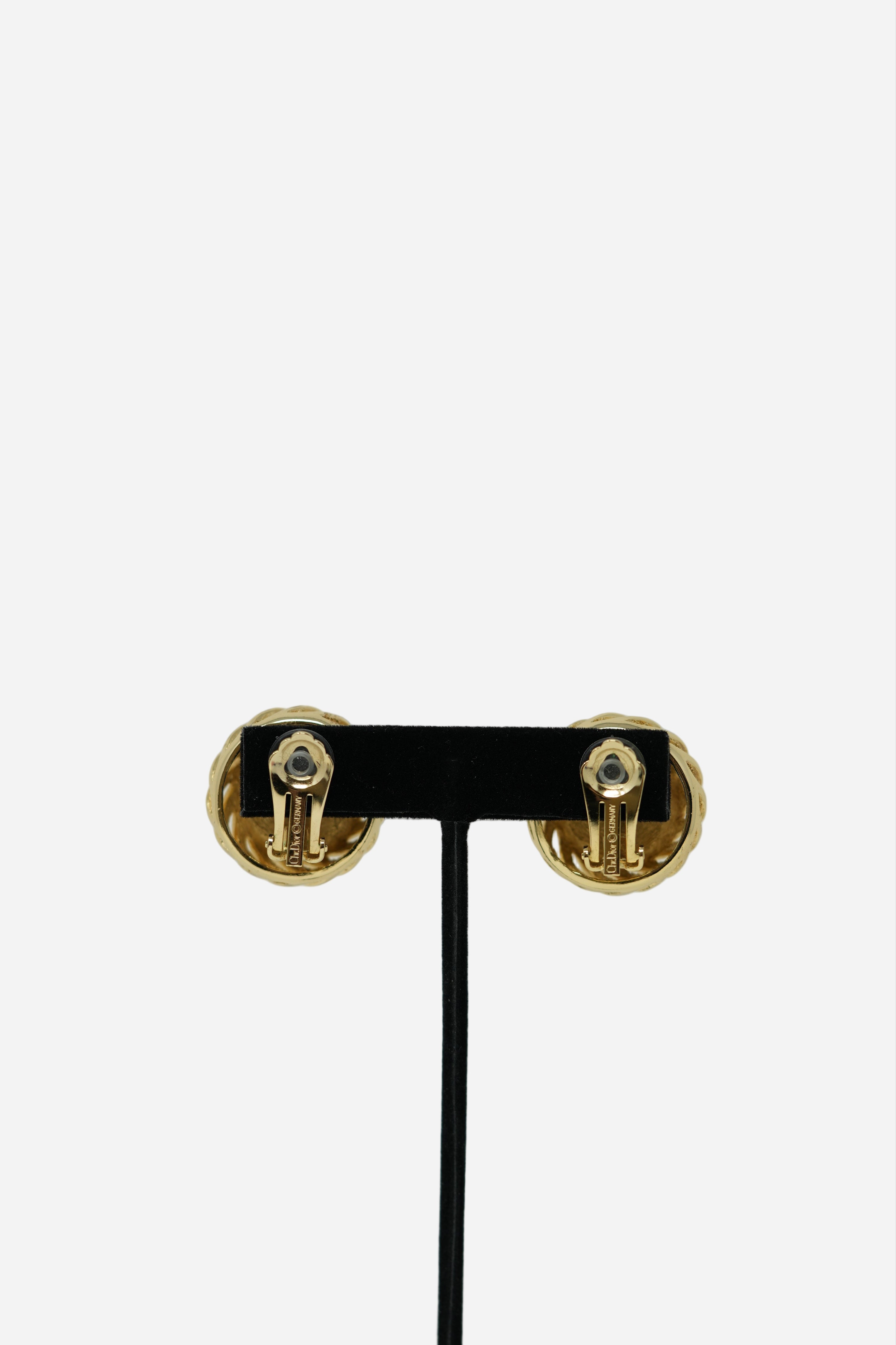Dior Faux Pearl Button Earrings