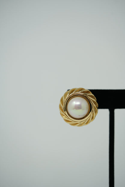 Dior Faux Pearl Button Earrings