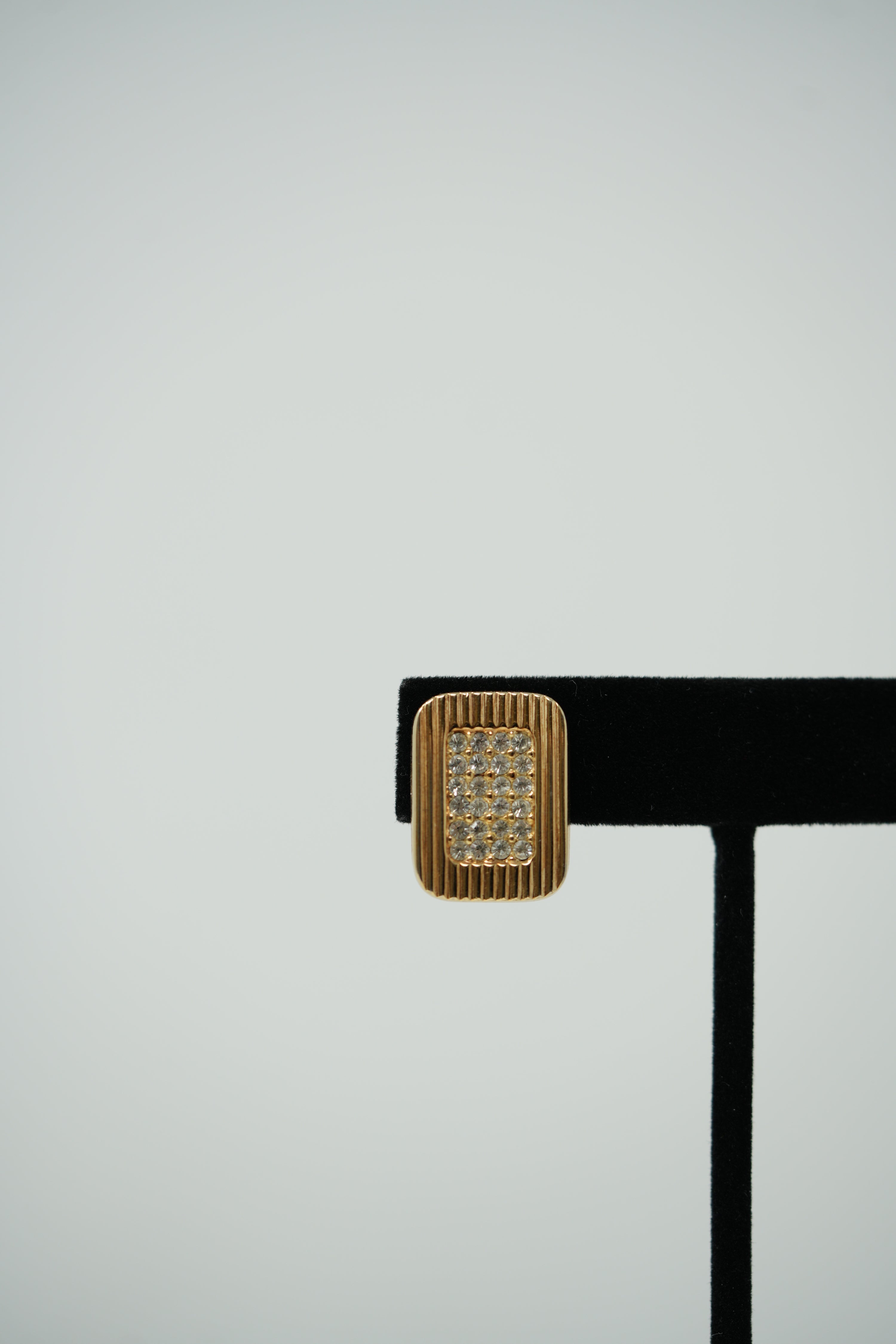 Dior Vintage Cube Rhinestone Earrings Clip-on