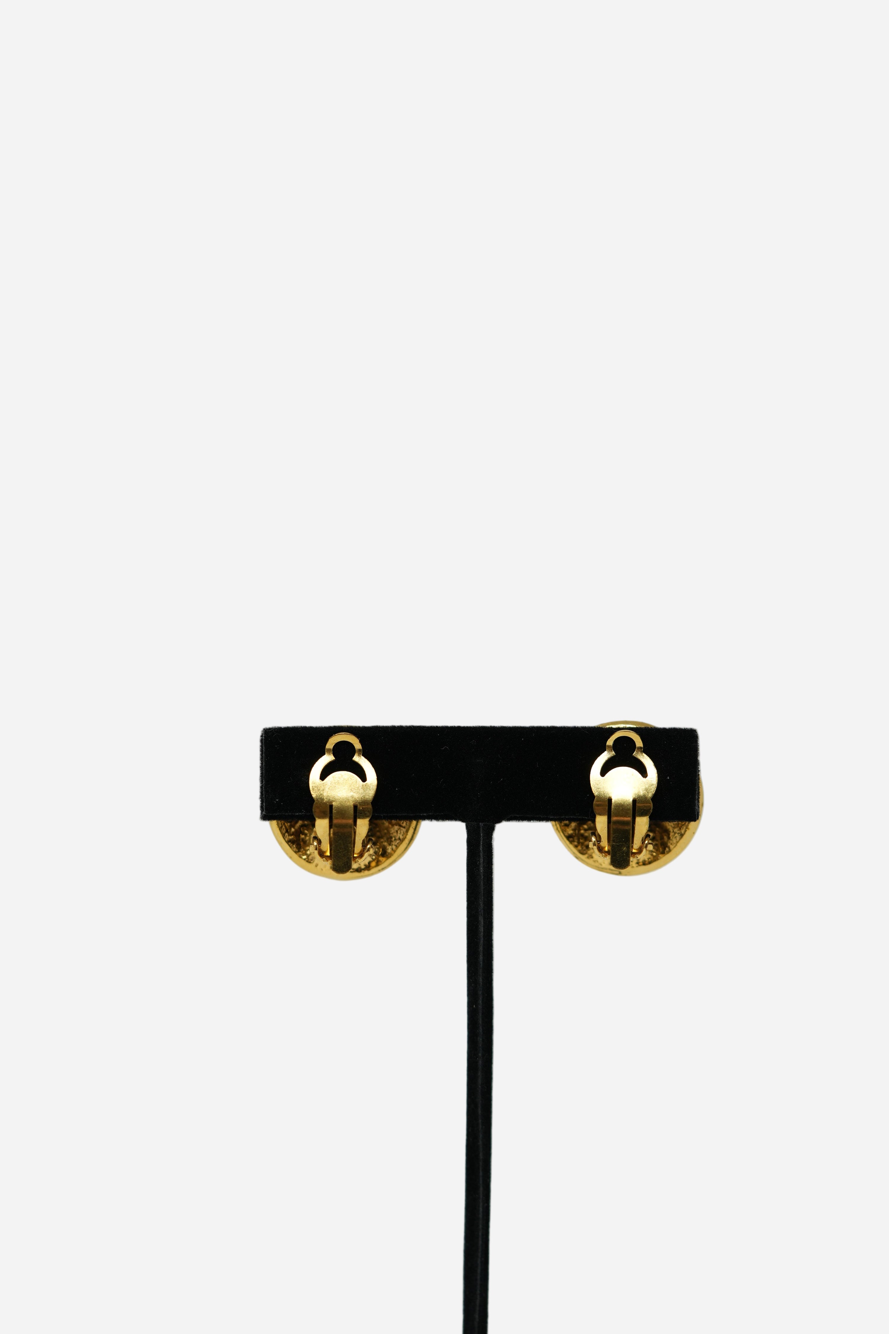 Pre-owned Chanel CC Button Earrings 1994
