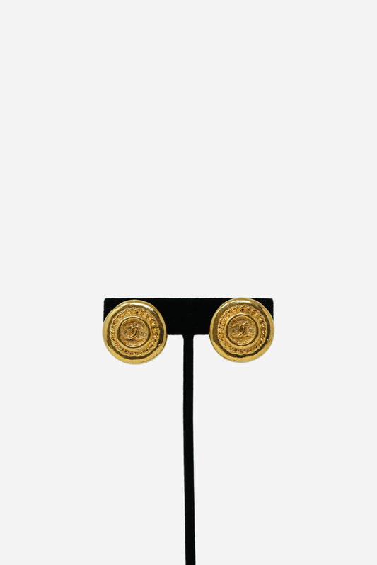 Pre-owned Chanel Round CC Earrings Clip-on 1993