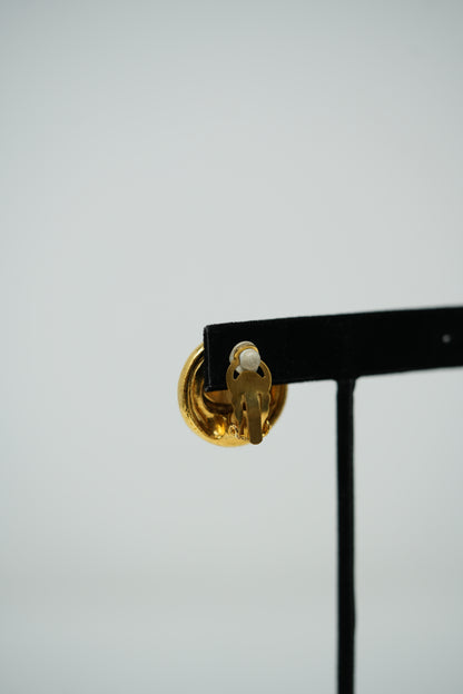 Pre-owned Chanel Round CC Earrings Clip-on 1993