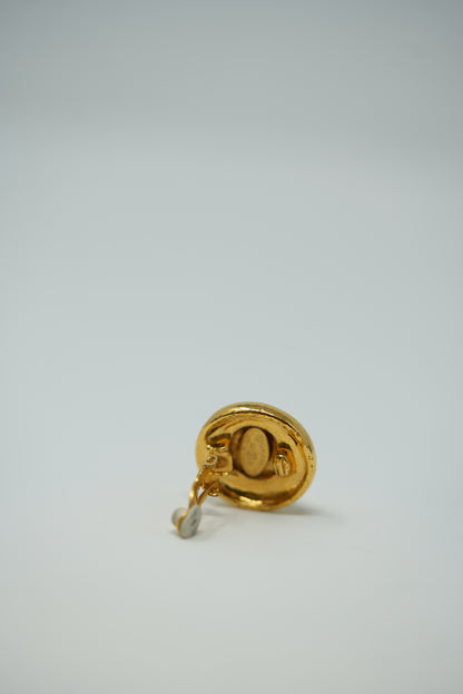 Pre-owned Chanel Round CC Earrings Clip-on 1993